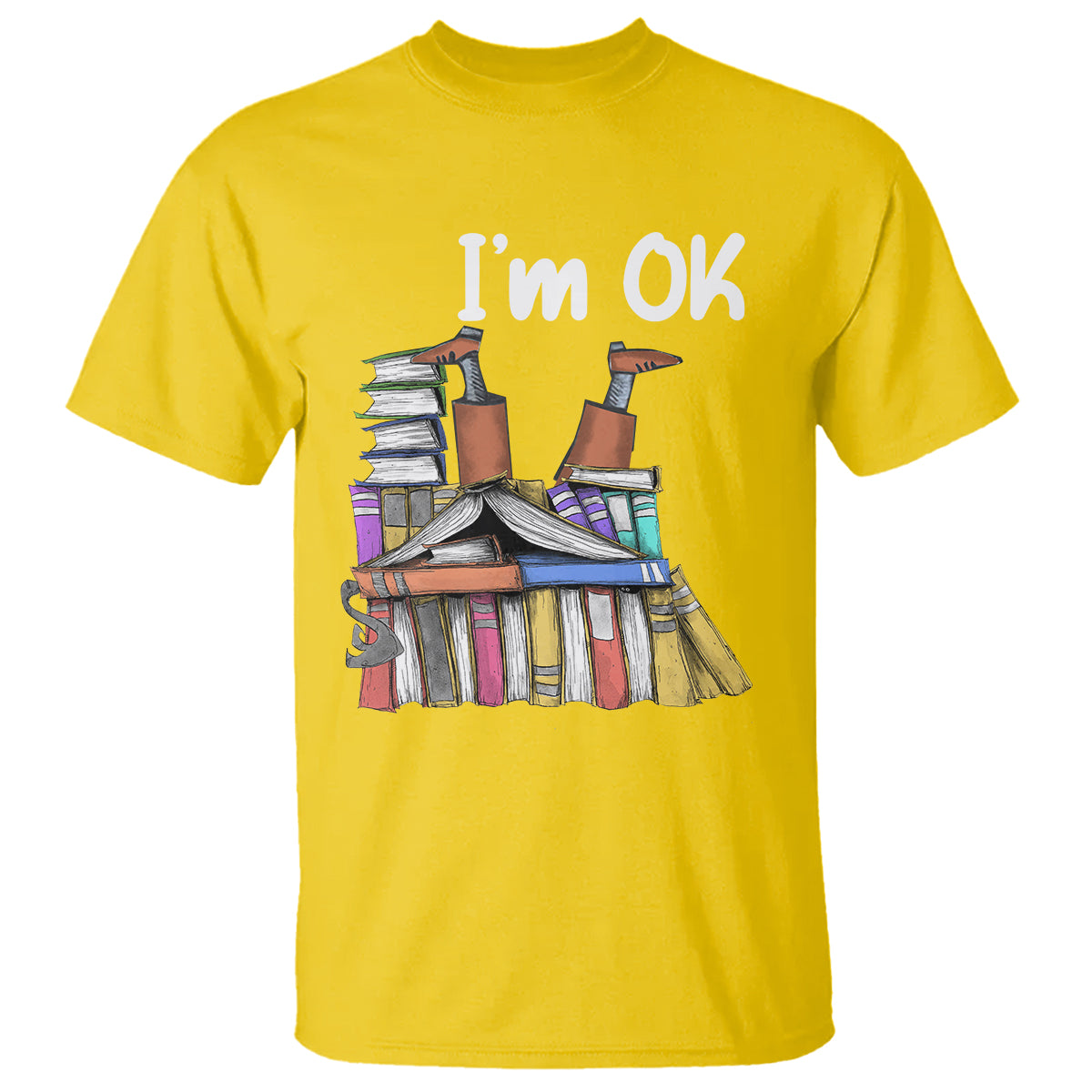 I'm Ok With Books Reading Book Lover T Shirt - Wonder Print Shop