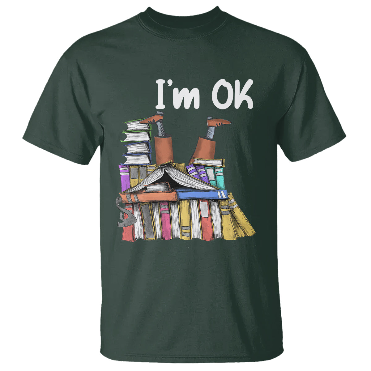 I'm Ok With Books Reading Book Lover T Shirt - Wonder Print Shop