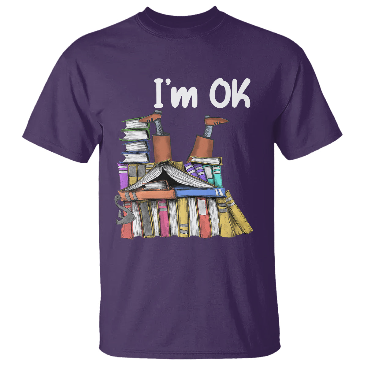 I'm Ok With Books Reading Book Lover T Shirt - Wonder Print Shop