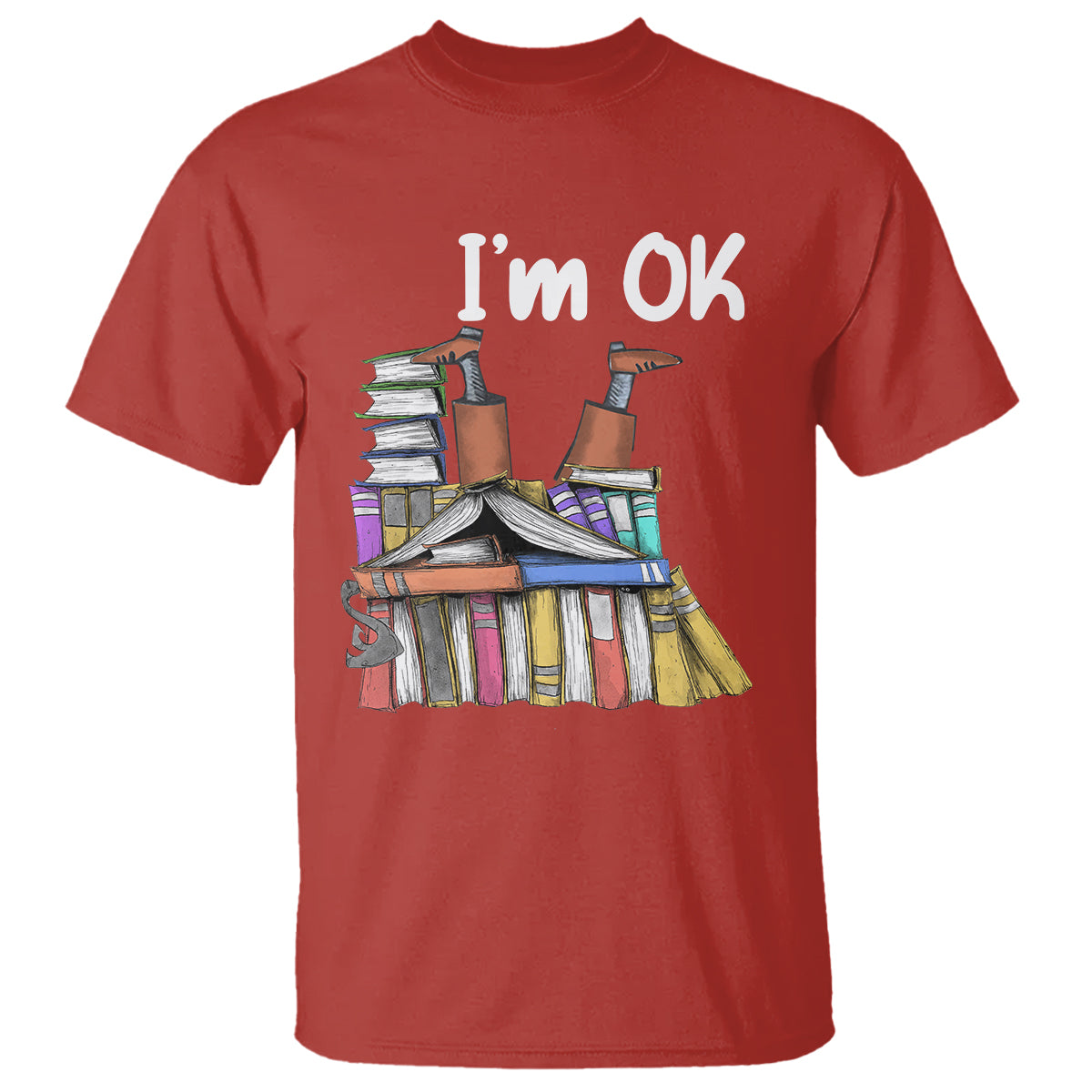 I'm Ok With Books Reading Book Lover T Shirt - Wonder Print Shop