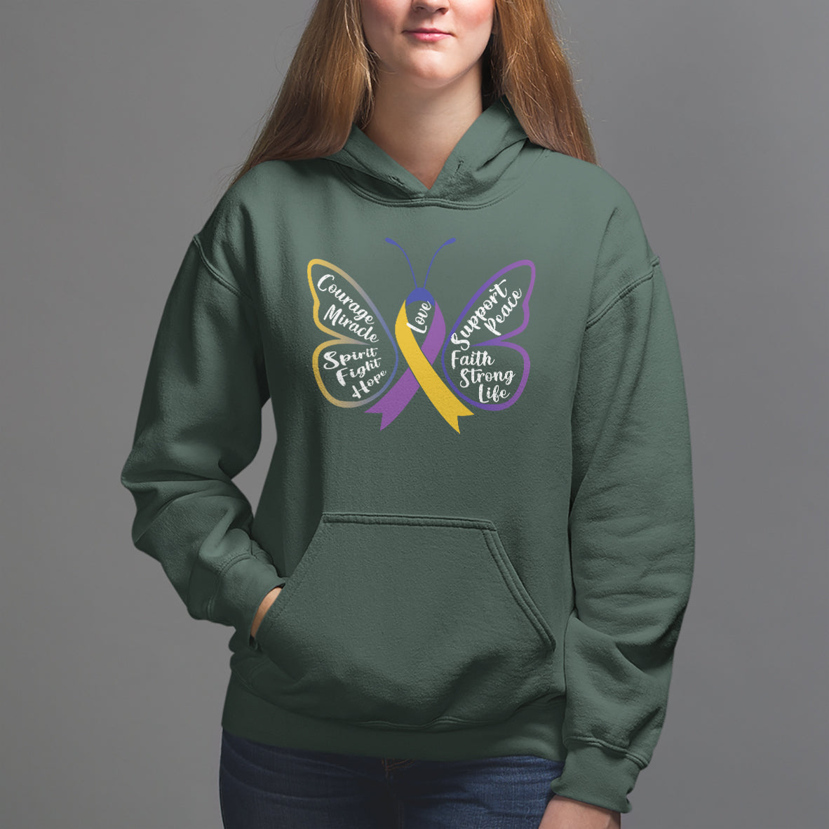 Fight Bladder Health And Cancer Awareness Butterfly Hoodie - Wonder Print Shop