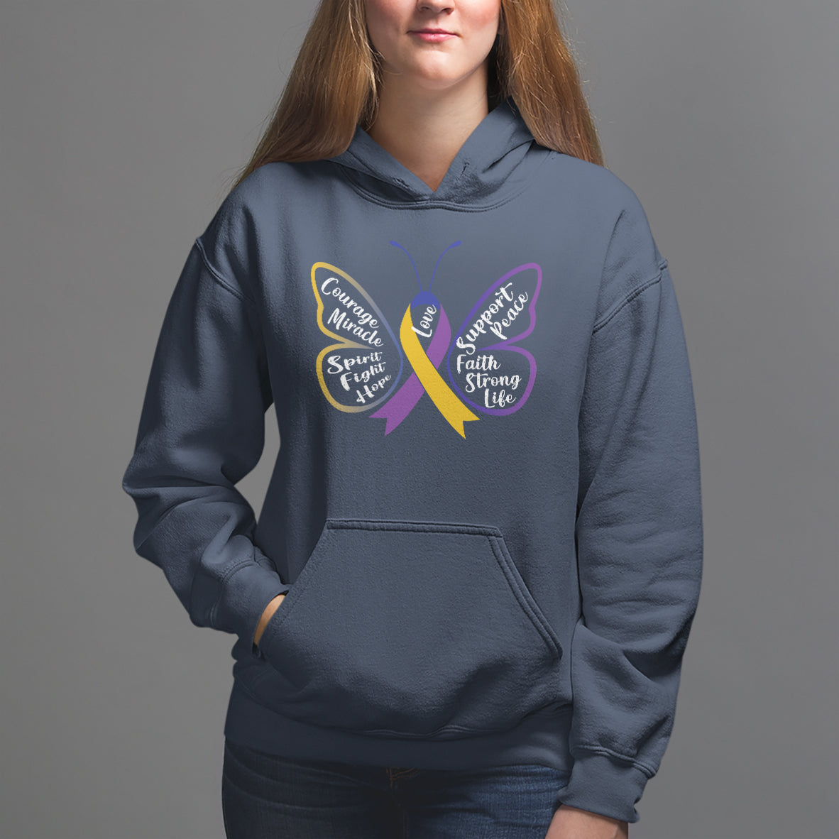 Fight Bladder Health And Cancer Awareness Butterfly Hoodie - Wonder Print Shop