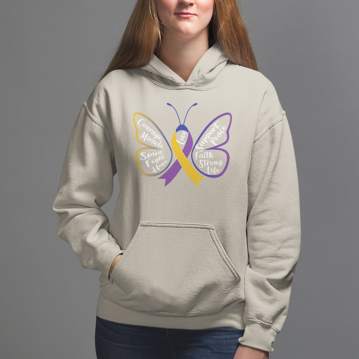 Fight Bladder Health And Cancer Awareness Butterfly Hoodie - Wonder Print Shop