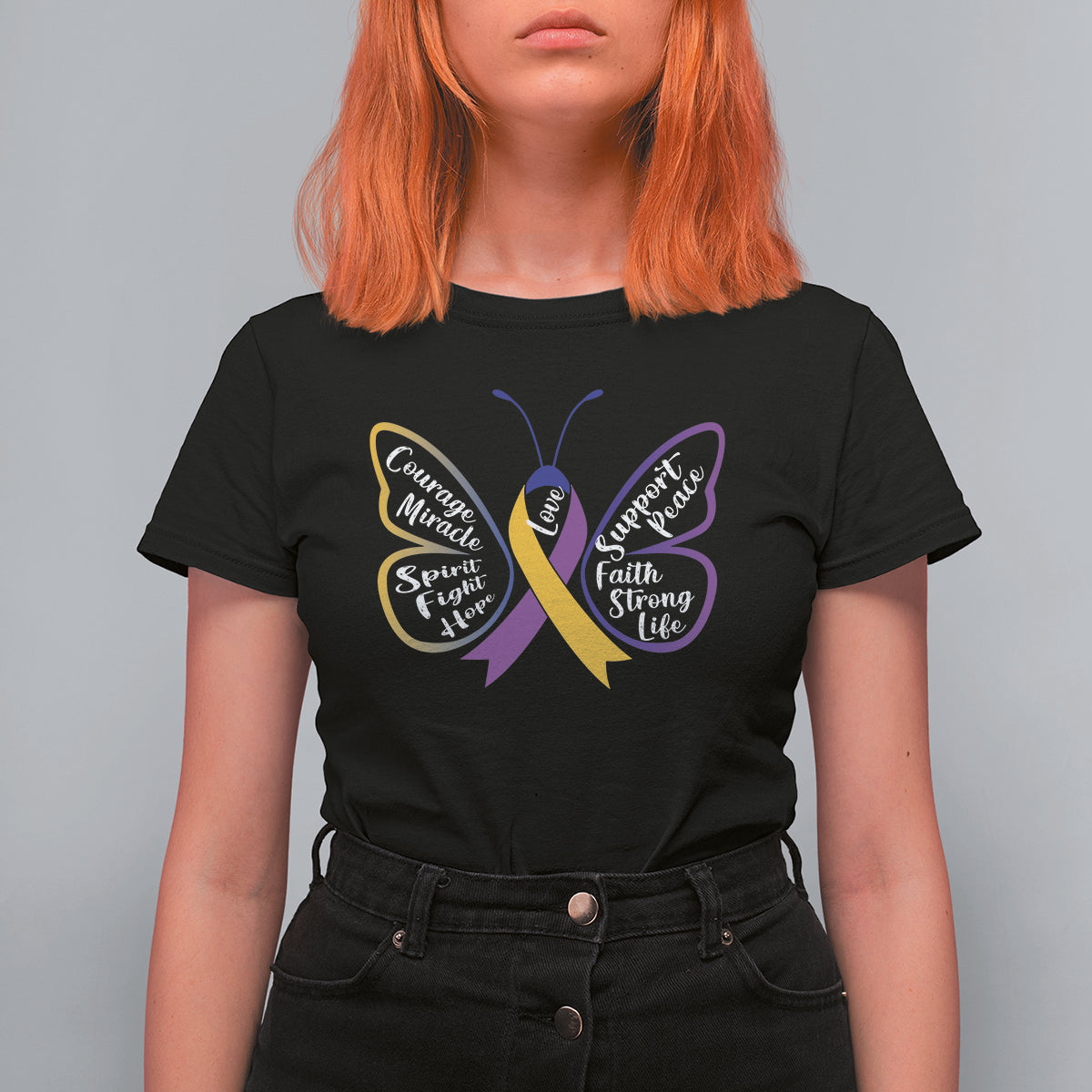 Fight Bladder Health And Cancer Awareness Butterfly T Shirt For Women - Wonder Print Shop