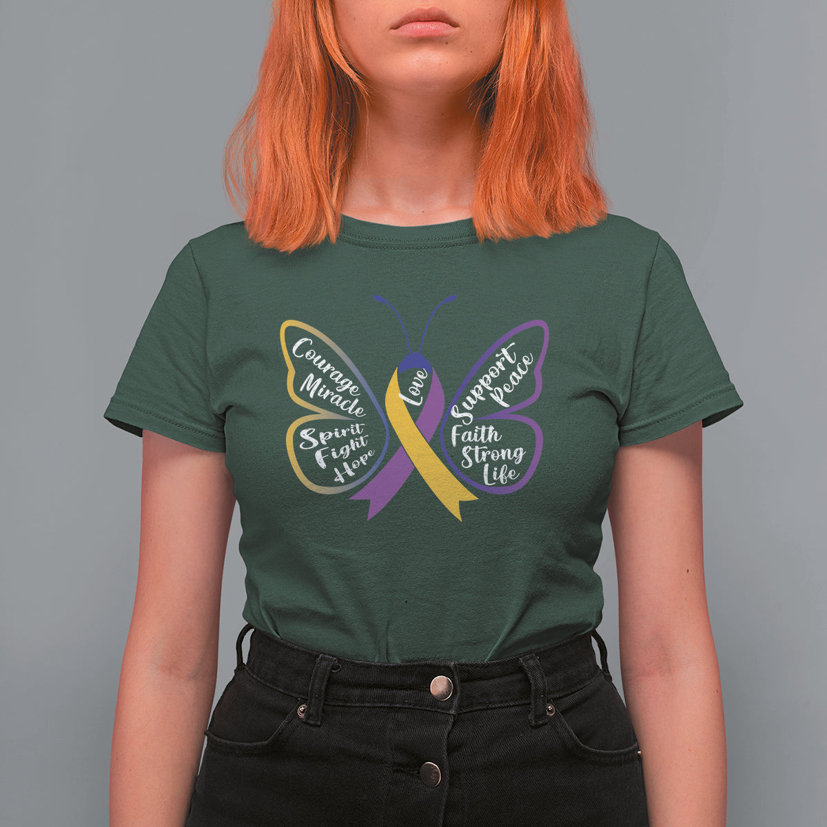 Fight Bladder Health And Cancer Awareness Butterfly T Shirt For Women - Wonder Print Shop