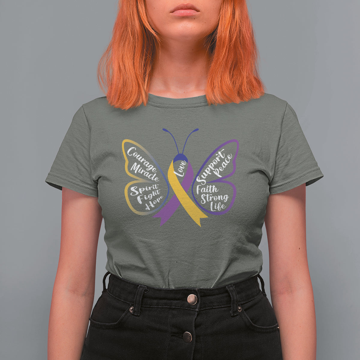 Fight Bladder Health And Cancer Awareness Butterfly T Shirt For Women - Wonder Print Shop