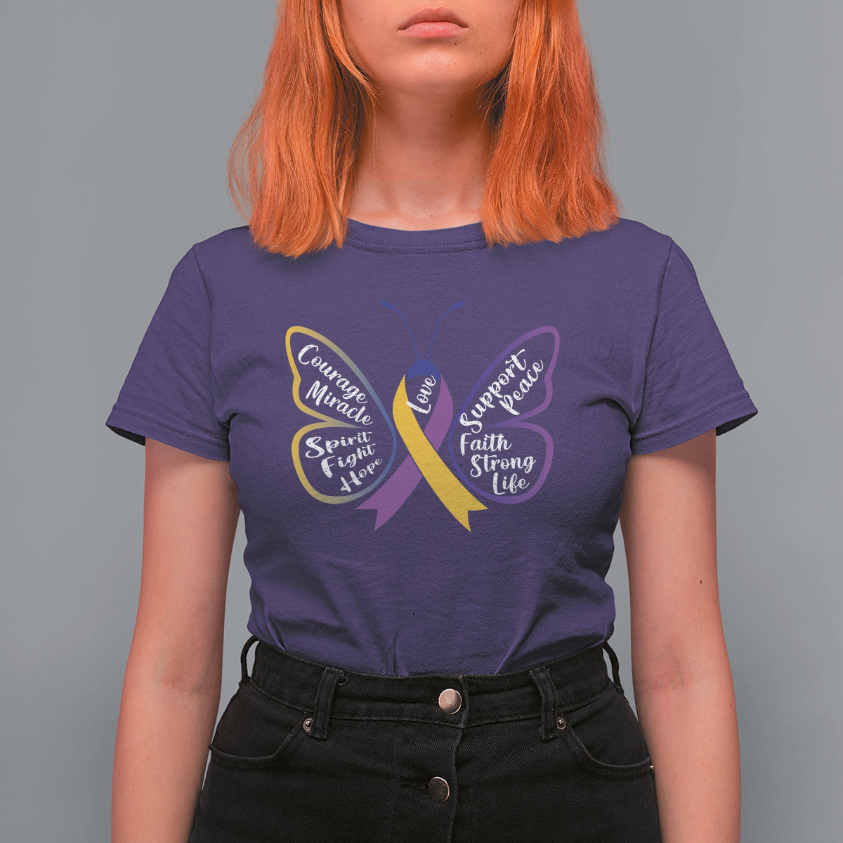 Fight Bladder Health And Cancer Awareness Butterfly T Shirt For Women - Wonder Print Shop