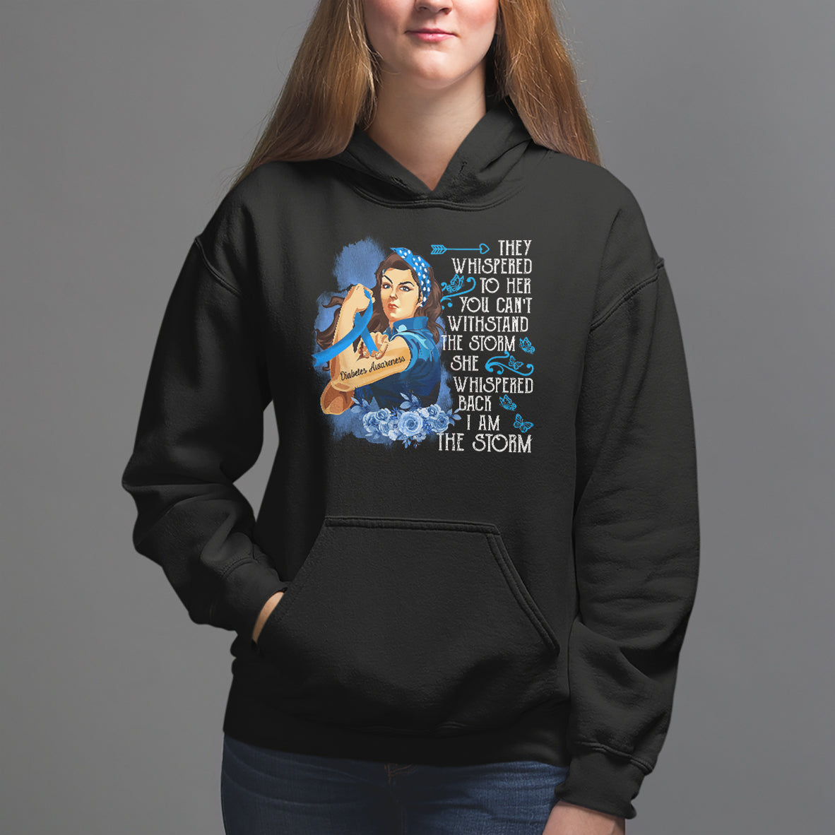 Whispered Back I'm The Storm Diabetes Cancer Awareness Month Hoodie - Wonder Print Shop