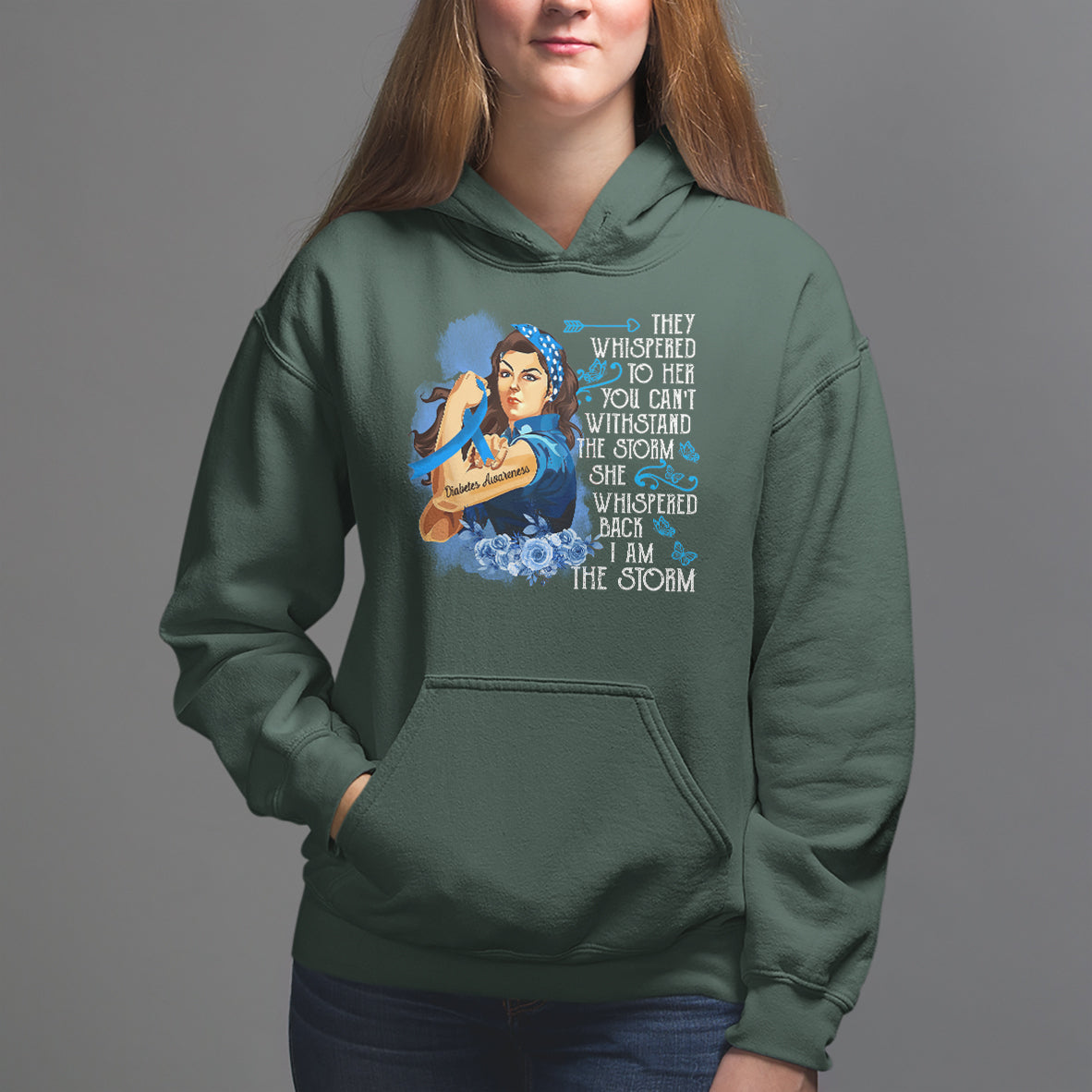 Whispered Back I'm The Storm Diabetes Cancer Awareness Month Hoodie - Wonder Print Shop
