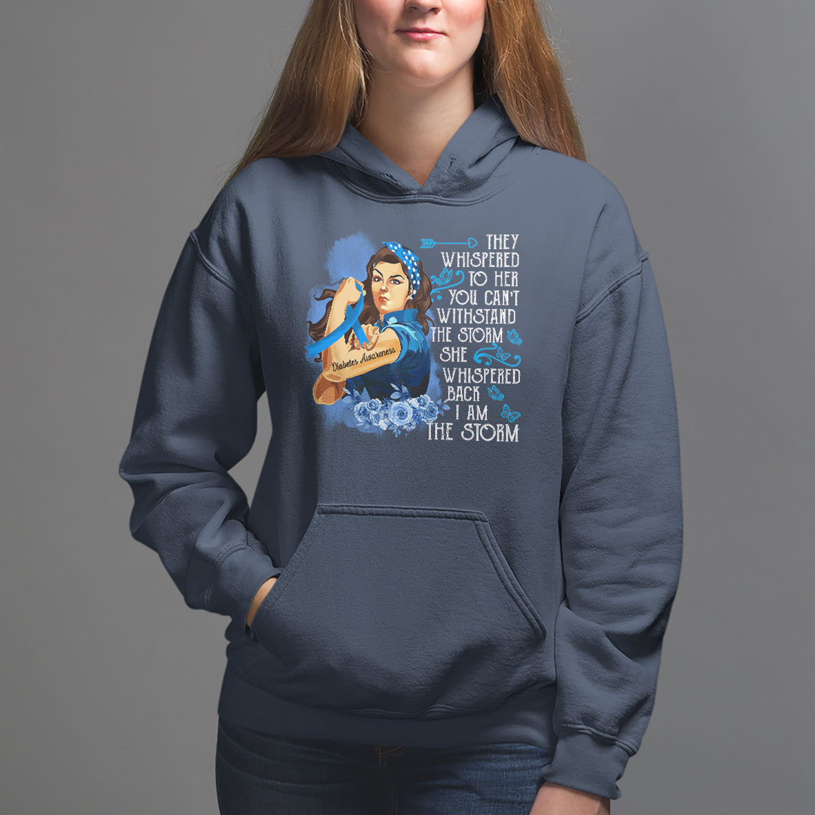 Whispered Back I'm The Storm Diabetes Cancer Awareness Month Hoodie - Wonder Print Shop