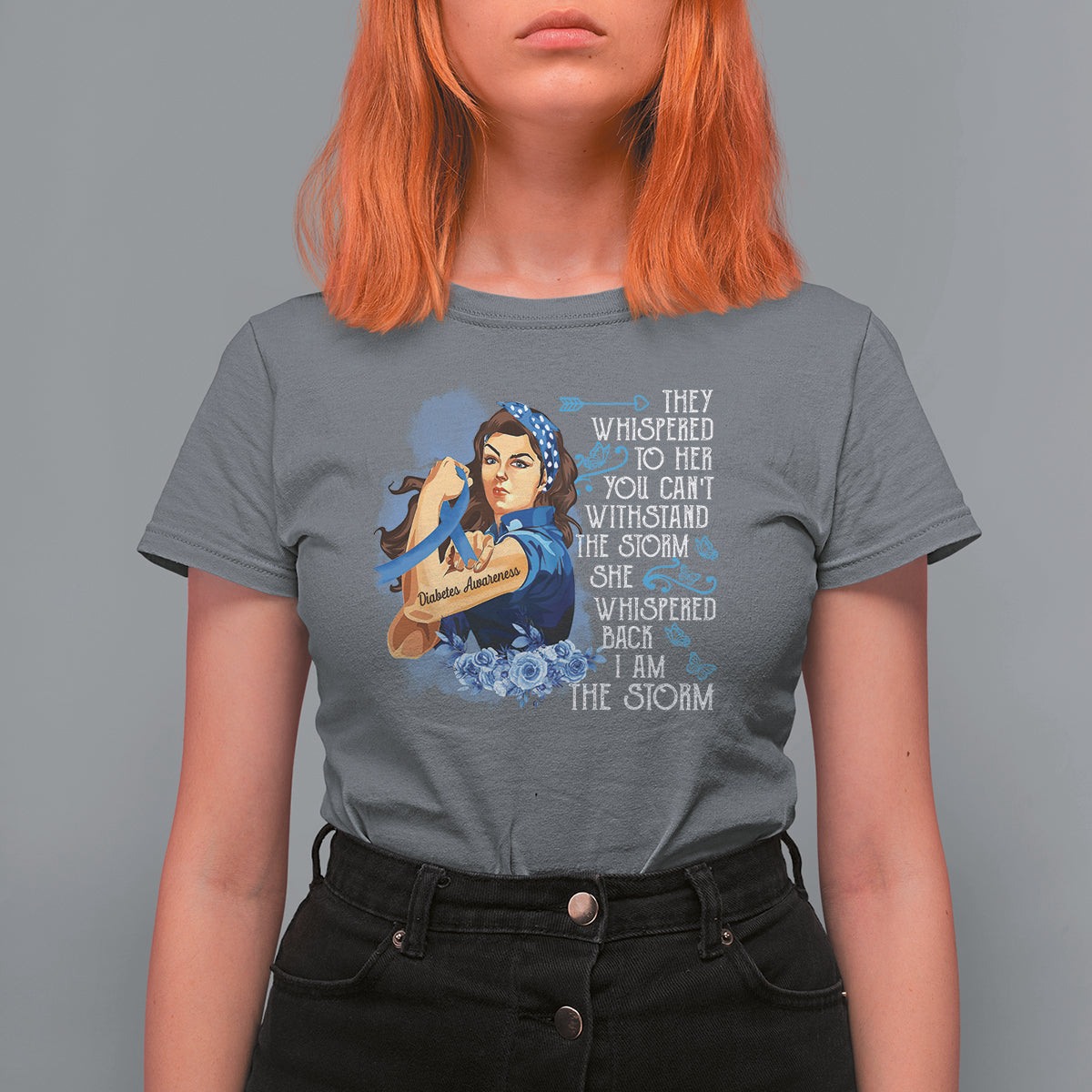 Whispered Back I'm The Storm Diabetes Cancer Awareness Month T Shirt For Women - Wonder Print Shop