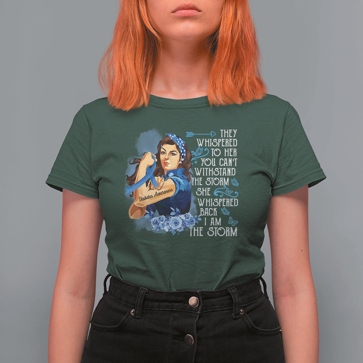 Whispered Back I'm The Storm Diabetes Cancer Awareness Month T Shirt For Women - Wonder Print Shop