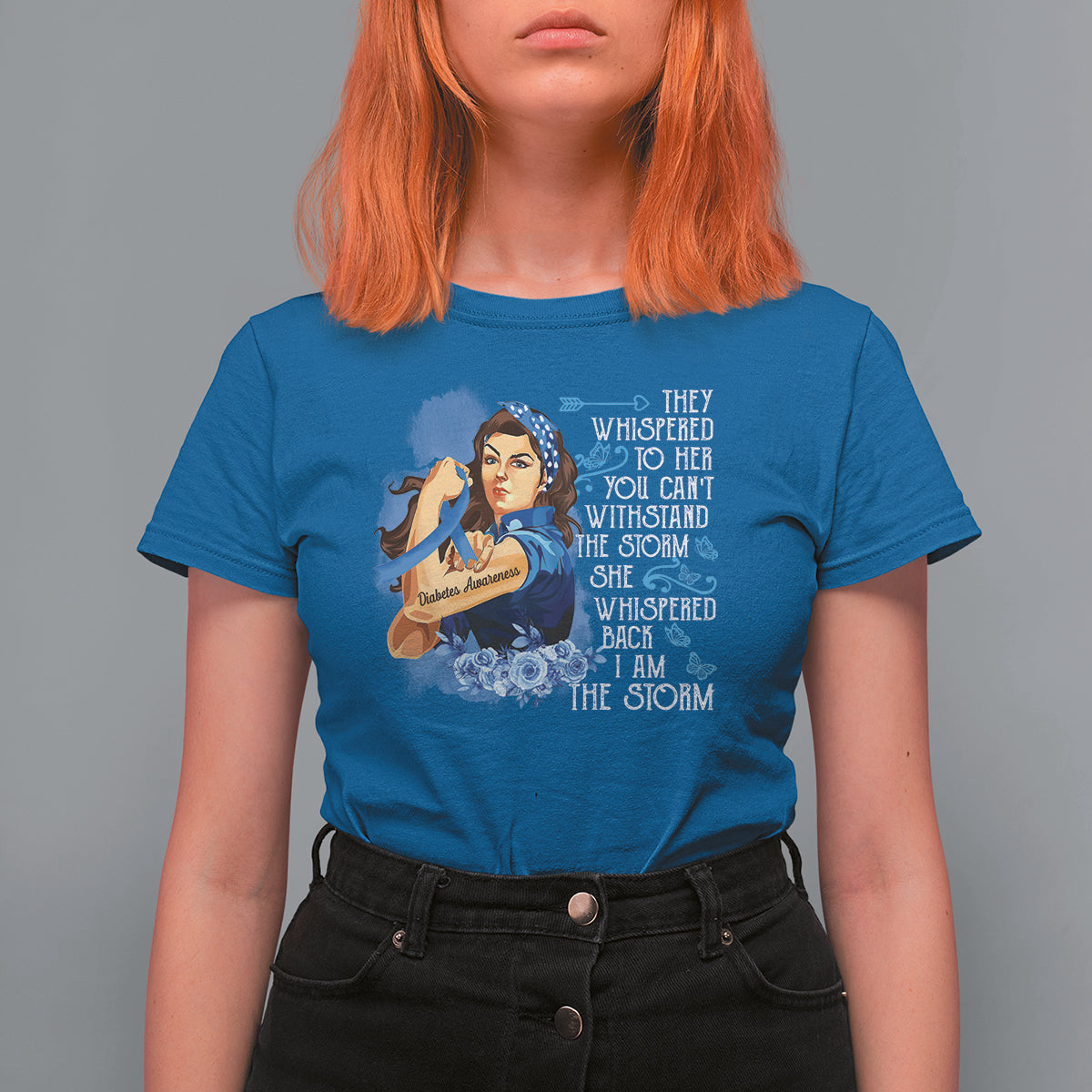 Whispered Back I'm The Storm Diabetes Cancer Awareness Month T Shirt For Women - Wonder Print Shop
