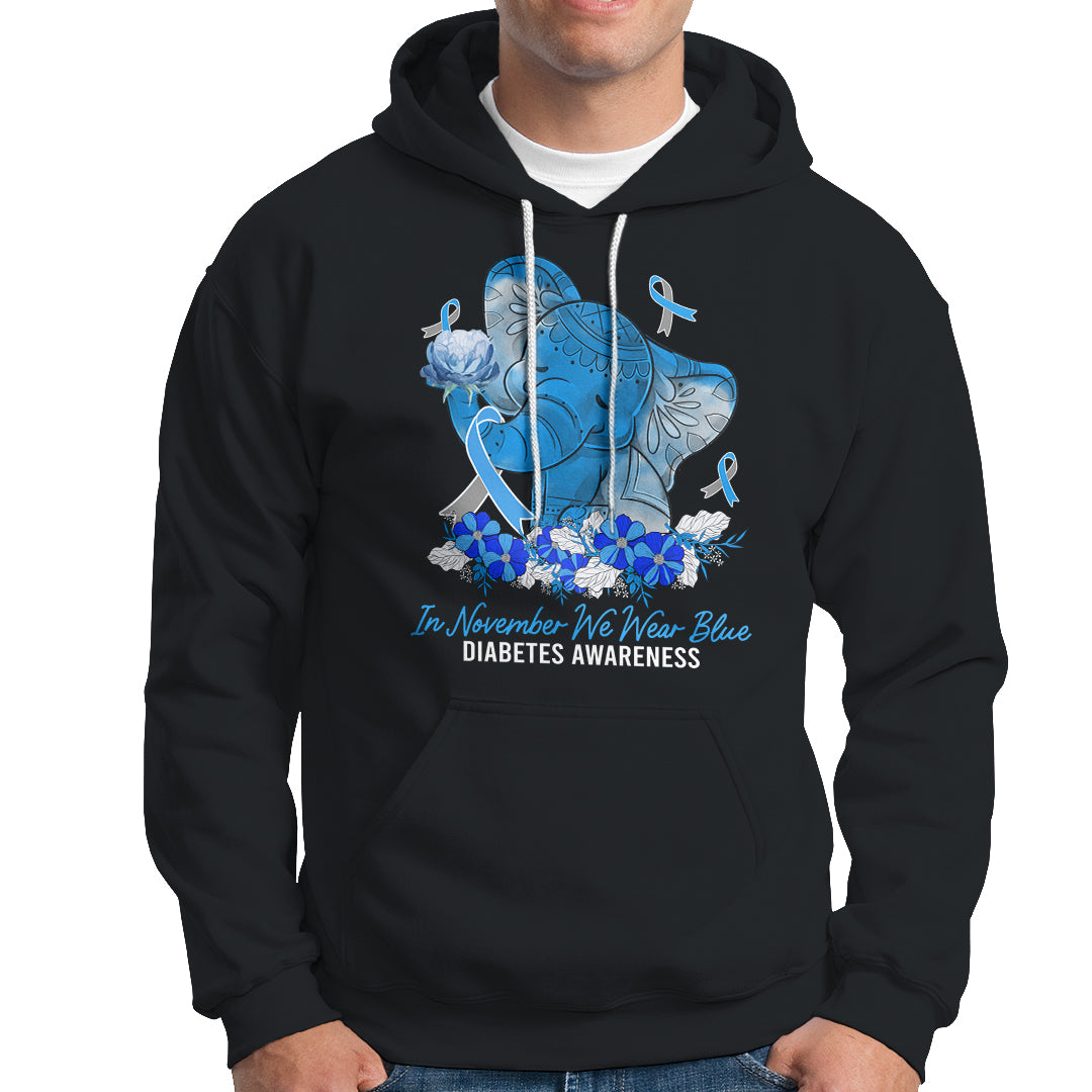 In November We Wear Cute Blue Elephant Diabetes Awareness Hoodie - Wonder Print Shop