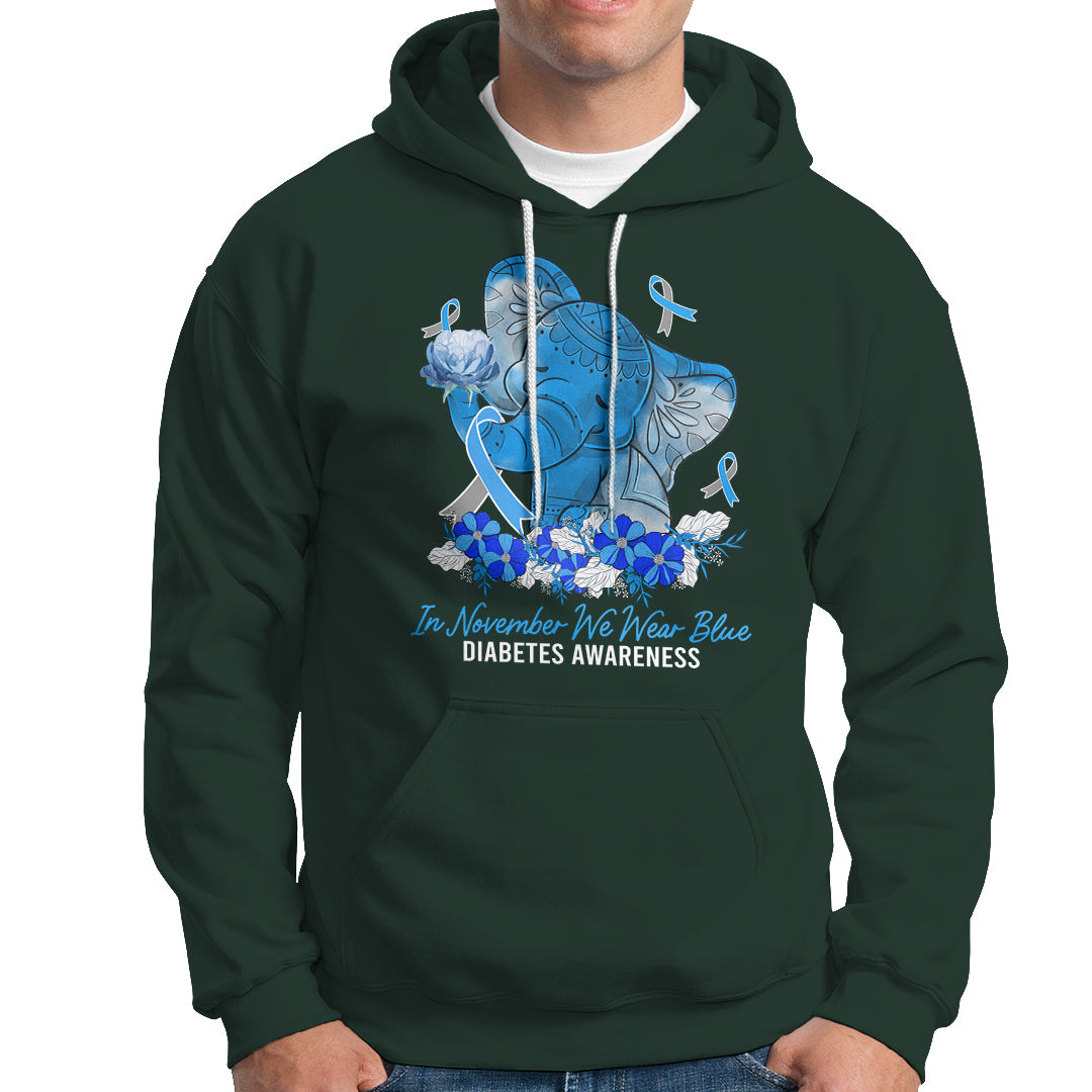 In November We Wear Cute Blue Elephant Diabetes Awareness Hoodie - Wonder Print Shop