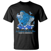 In November We Wear Cute Blue Elephant Diabetes Awareness T Shirt - Wonder Print Shop