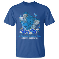 In November We Wear Cute Blue Elephant Diabetes Awareness T Shirt - Wonder Print Shop