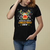 Pediatric Nurse Christmas Crew Cute Reindeer Light T Shirt For Women - Wonder Print Shop