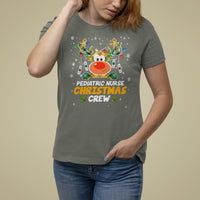 Pediatric Nurse Christmas Crew Cute Reindeer Light T Shirt For Women - Wonder Print Shop
