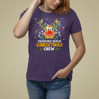 Pediatric Nurse Christmas Crew Cute Reindeer Light T Shirt For Women - Wonder Print Shop