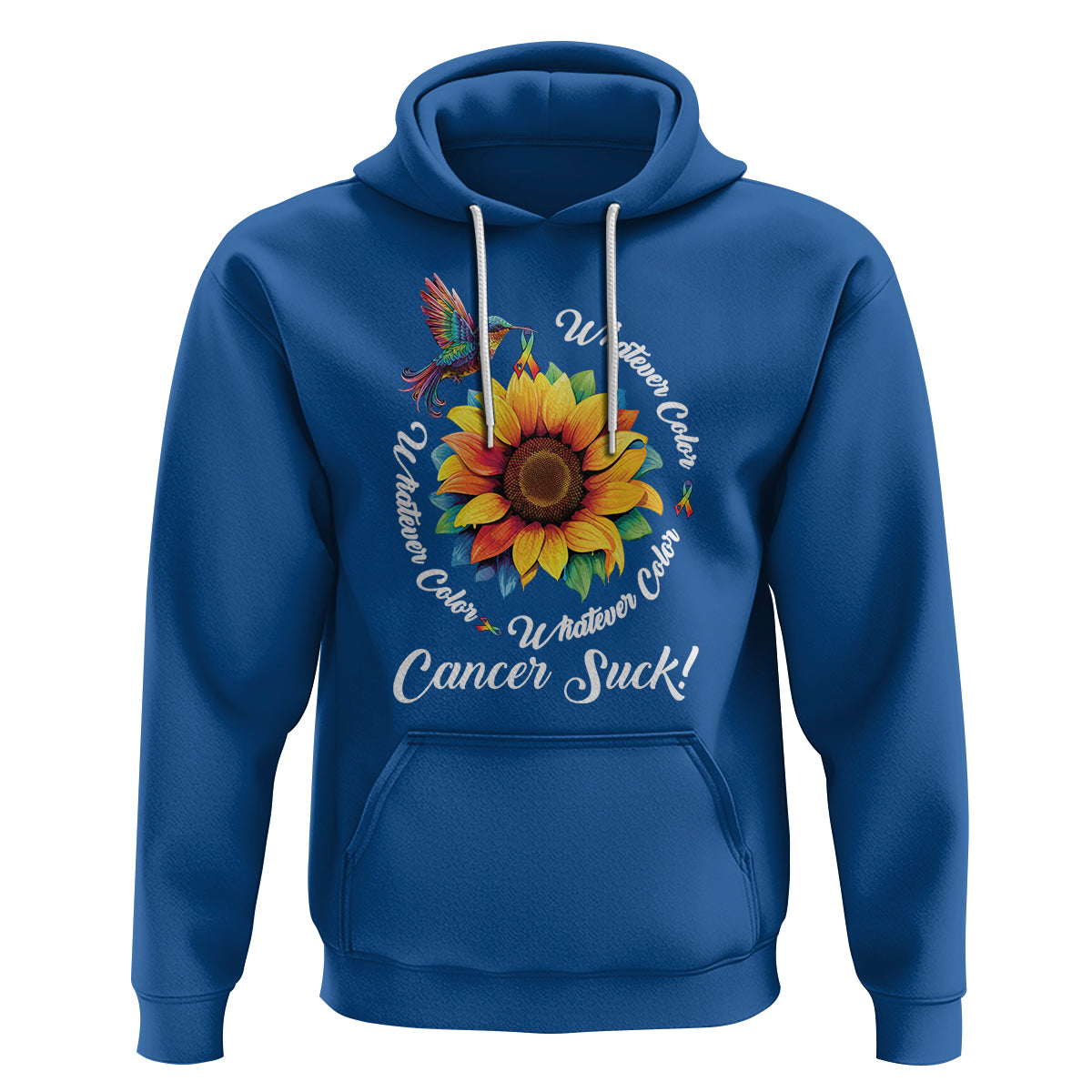 Whatever Color Cancer Sucks Fight Cancer Rainbow Ribbons Sunflower And Bird Hoodie - Wonder Print Shop