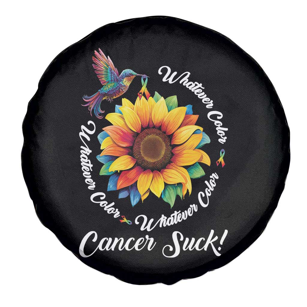 All Cancer Awareness Spare Tire Cover Whatever Color Cancer Sucks Fight Cancer Rainbow Ribbons Sunflower And Bird