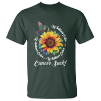 Whatever Color Cancer Sucks Fight Cancer Rainbow Ribbons Sunflower And Bird T Shirt - Wonder Print Shop