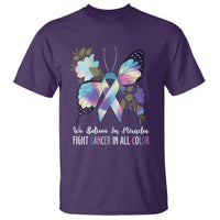 We Believe In Miracles Fight Cancer In All Color Butterfly Flower T Shirt - Wonder Print Shop