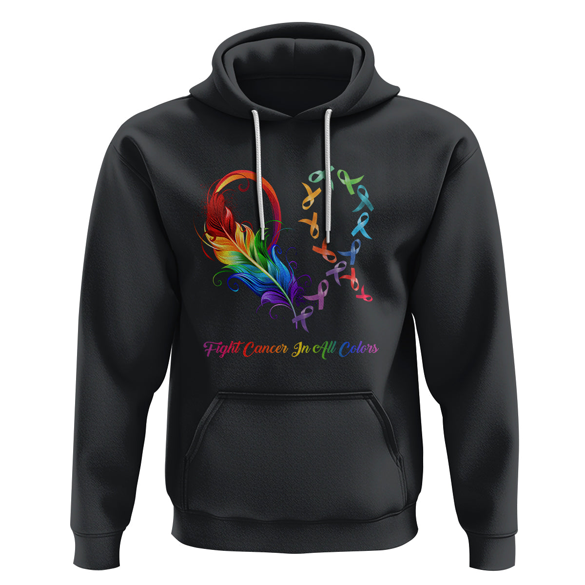 Fight Cancer In All Color Fighter Rainbow Ribbon Hoodie - Wonder Print Shop