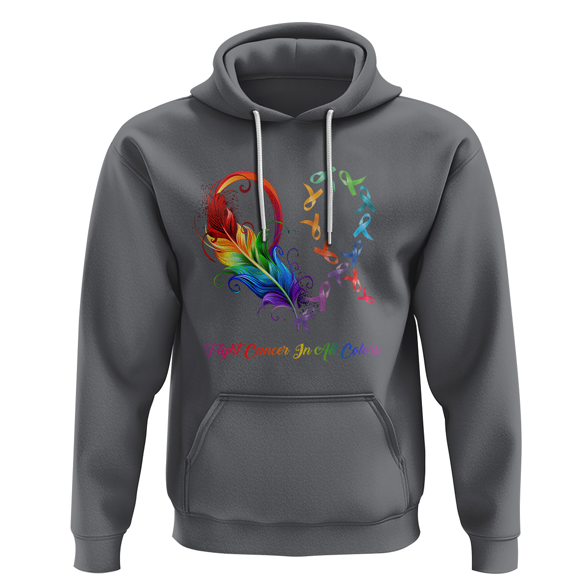 Fight Cancer In All Color Fighter Rainbow Ribbon Hoodie - Wonder Print Shop