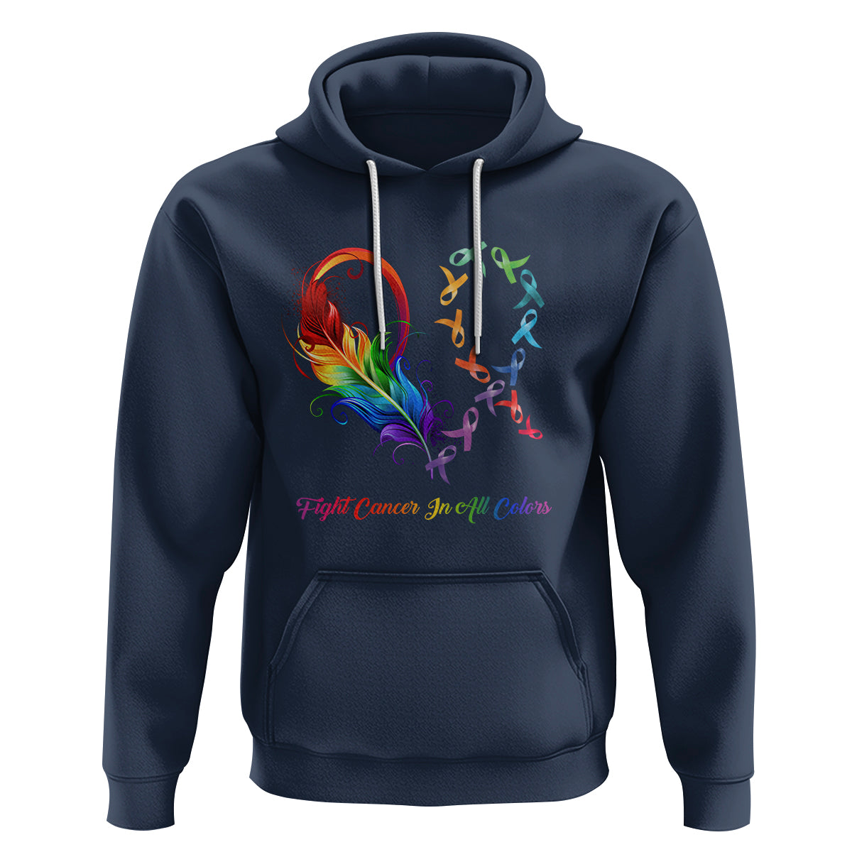Fight Cancer In All Color Fighter Rainbow Ribbon Hoodie - Wonder Print Shop