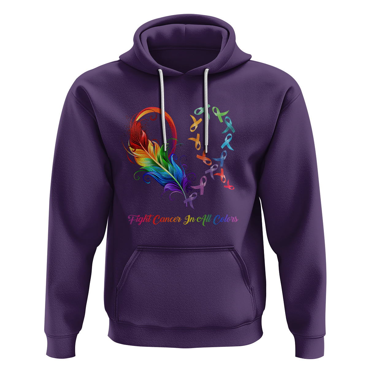 Fight Cancer In All Color Fighter Rainbow Ribbon Hoodie - Wonder Print Shop