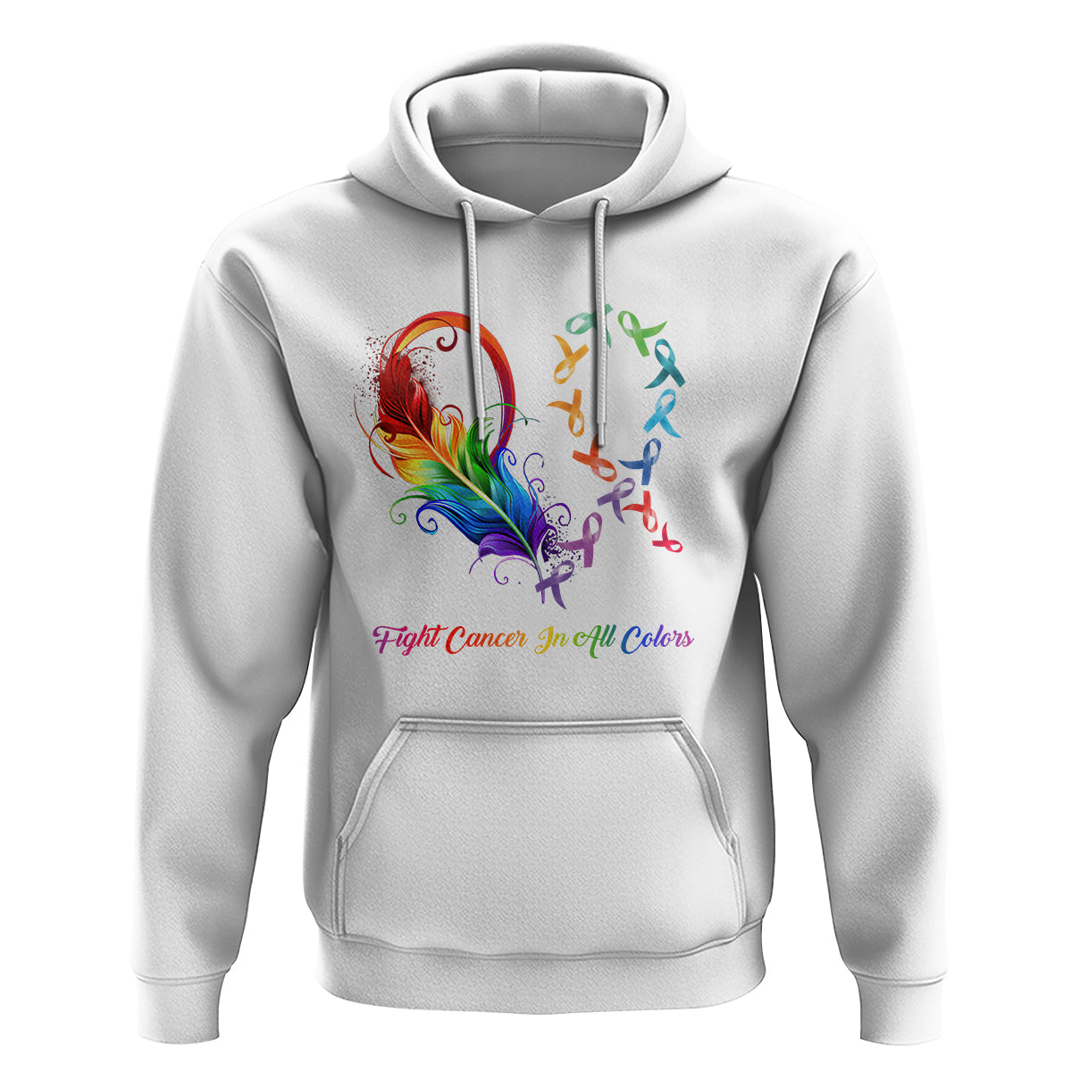 Fight Cancer In All Color Fighter Rainbow Ribbon Hoodie - Wonder Print Shop