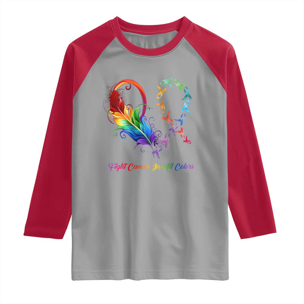 All Cancer Raglan Shirt Fight Cancer In All Color Fighter Rainbow Ribbon
