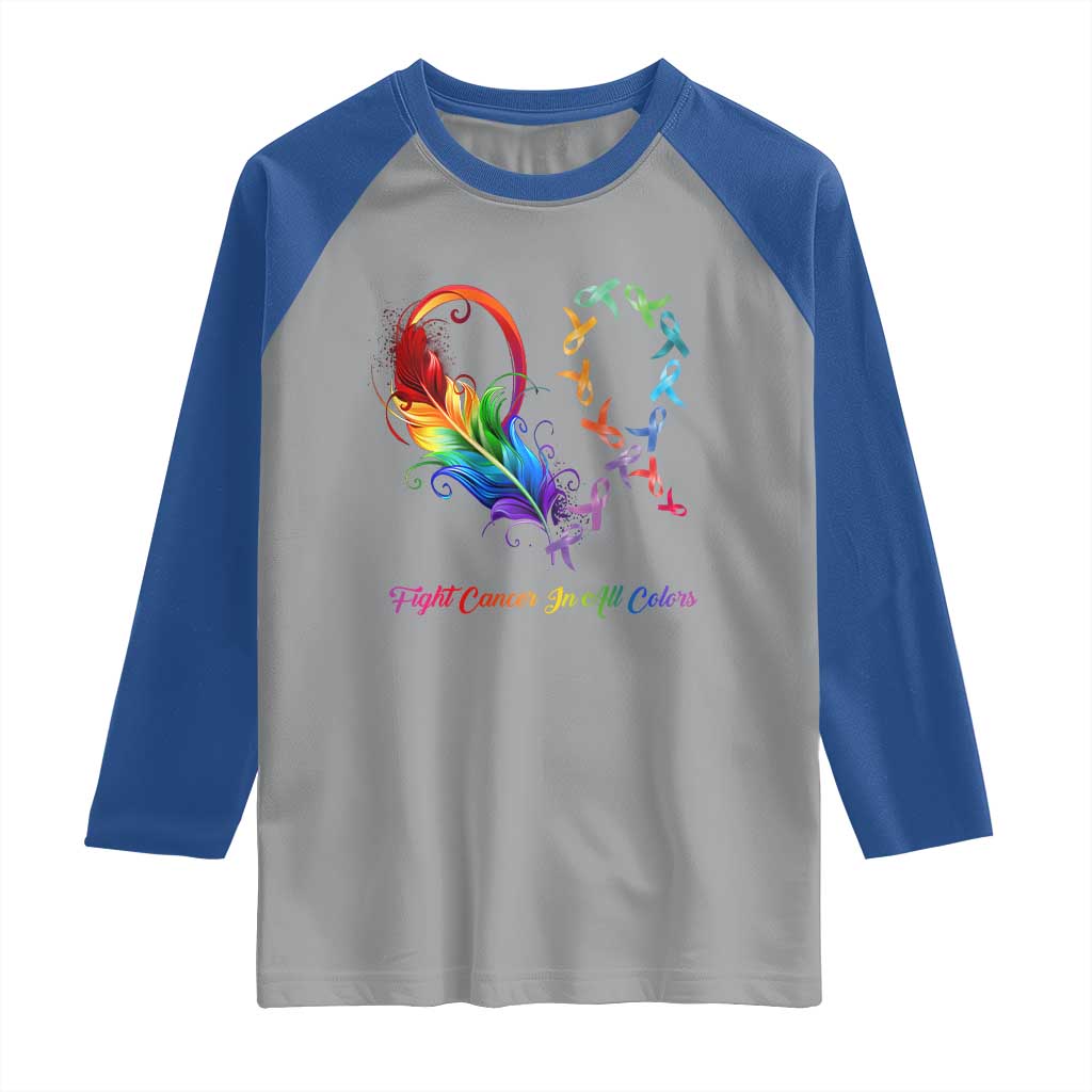 All Cancer Raglan Shirt Fight Cancer In All Color Fighter Rainbow Ribbon