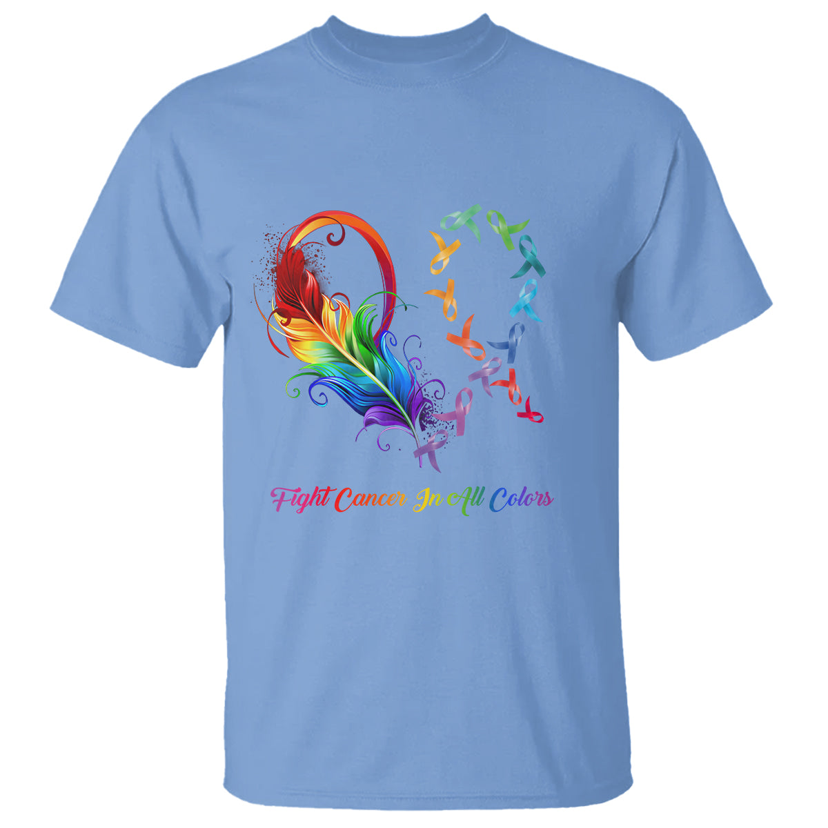 Fight Cancer In All Color Fighter Rainbow Ribbon T Shirt - Wonder Print Shop