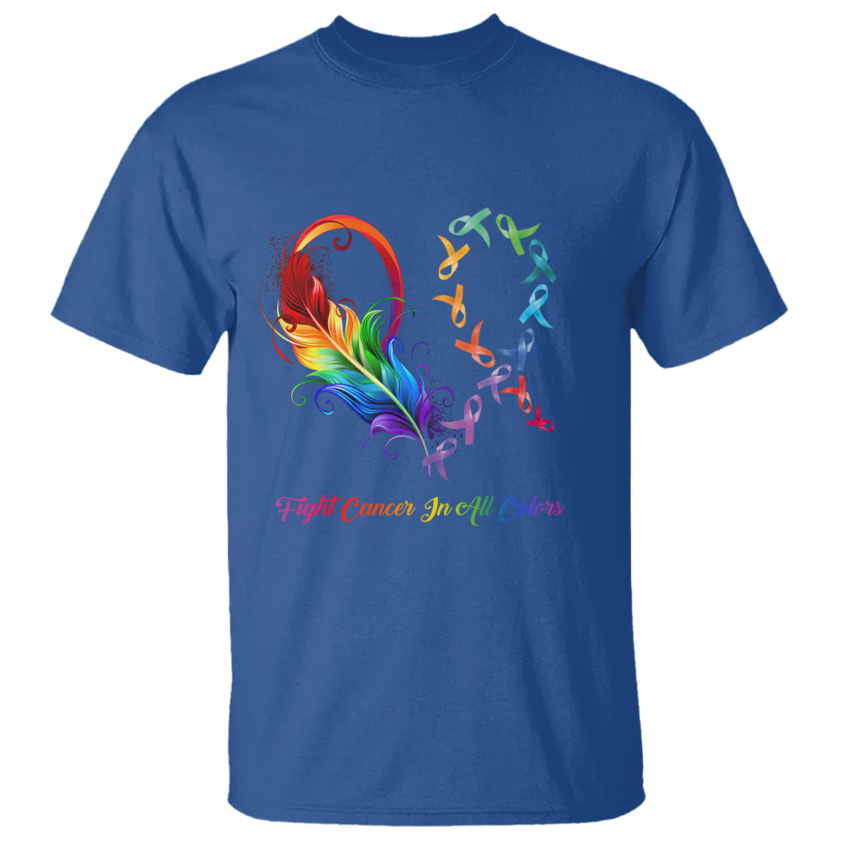 Fight Cancer In All Color Fighter Rainbow Ribbon T Shirt - Wonder Print Shop