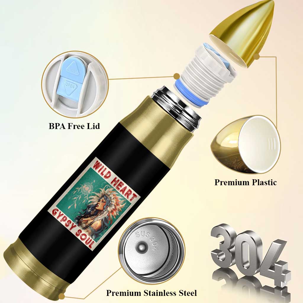 Native American Bullet Tumbler Wild Heart Gypsy Soul Women