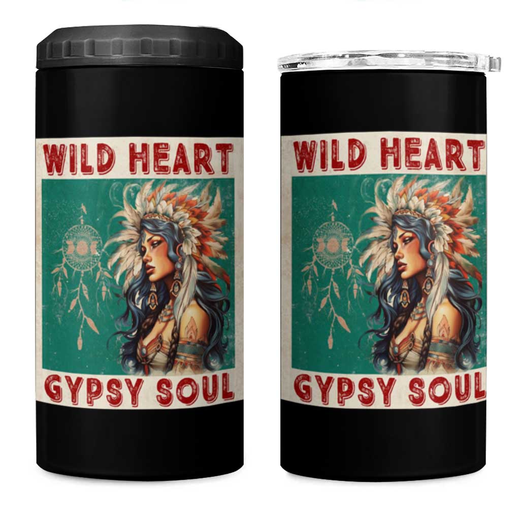 Native American 4 in 1 Can Cooler Tumbler Wild Heart Gypsy Soul Women