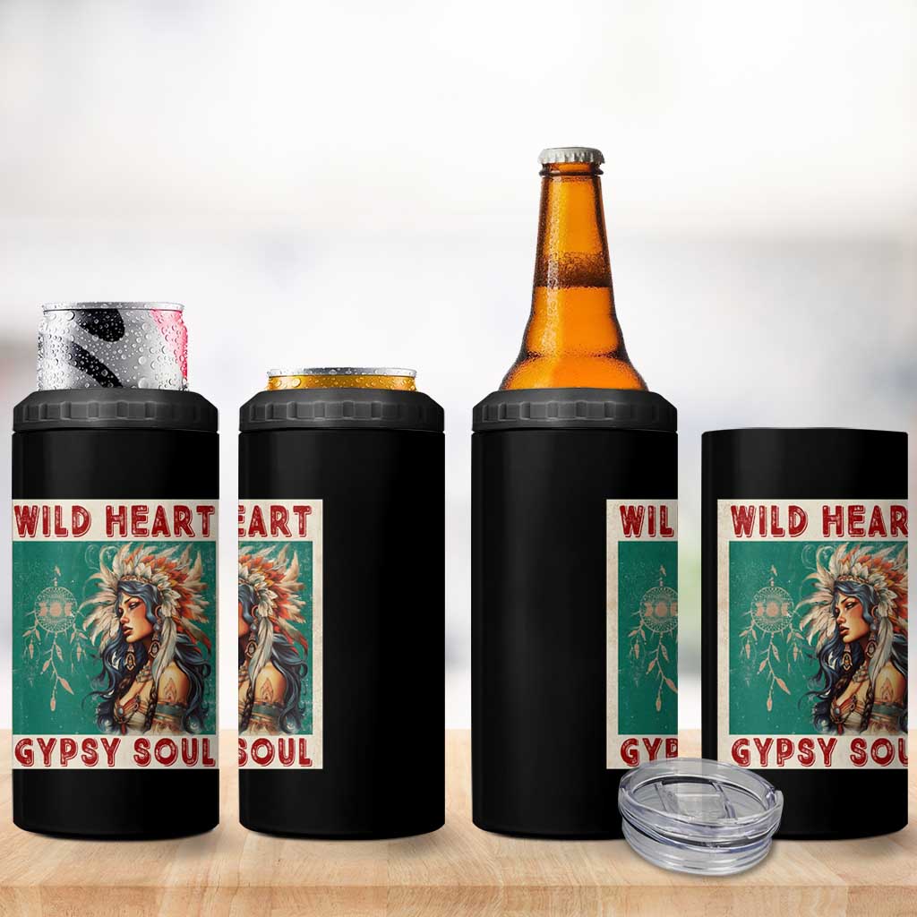Native American 4 in 1 Can Cooler Tumbler Wild Heart Gypsy Soul Women