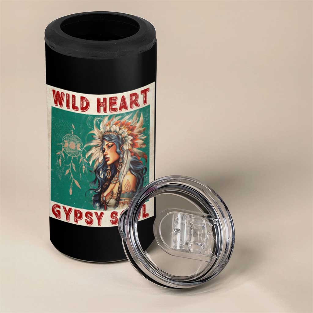 Native American 4 in 1 Can Cooler Tumbler Wild Heart Gypsy Soul Women