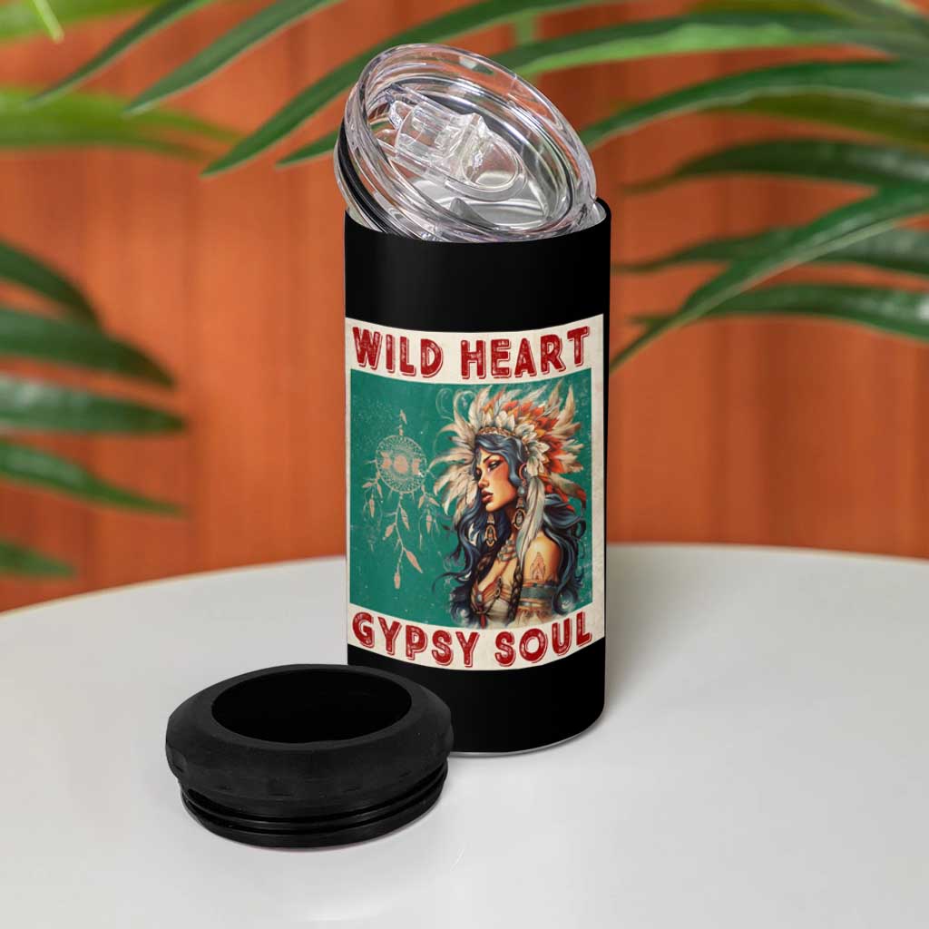 Native American 4 in 1 Can Cooler Tumbler Wild Heart Gypsy Soul Women