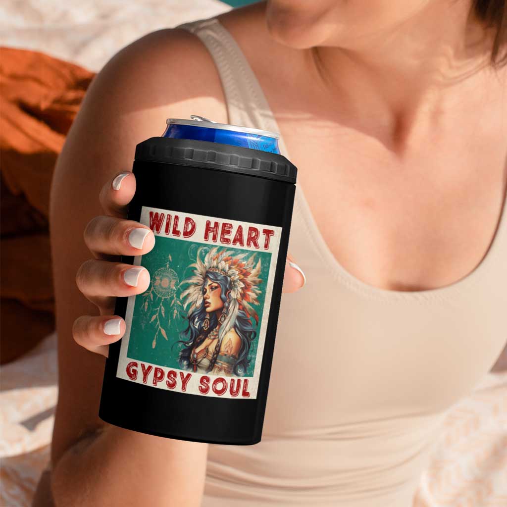 Native American 4 in 1 Can Cooler Tumbler Wild Heart Gypsy Soul Women