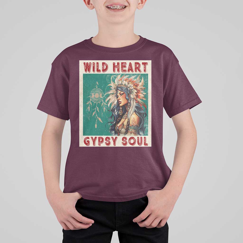 Native American T Shirt For Kid Wild Heart Gypsy Soul Women - Wonder Print Shop