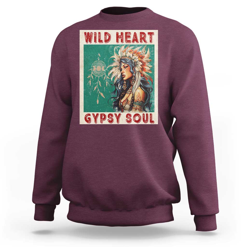 Native American Sweatshirt Wild Heart Gypsy Soul Women - Wonder Print Shop