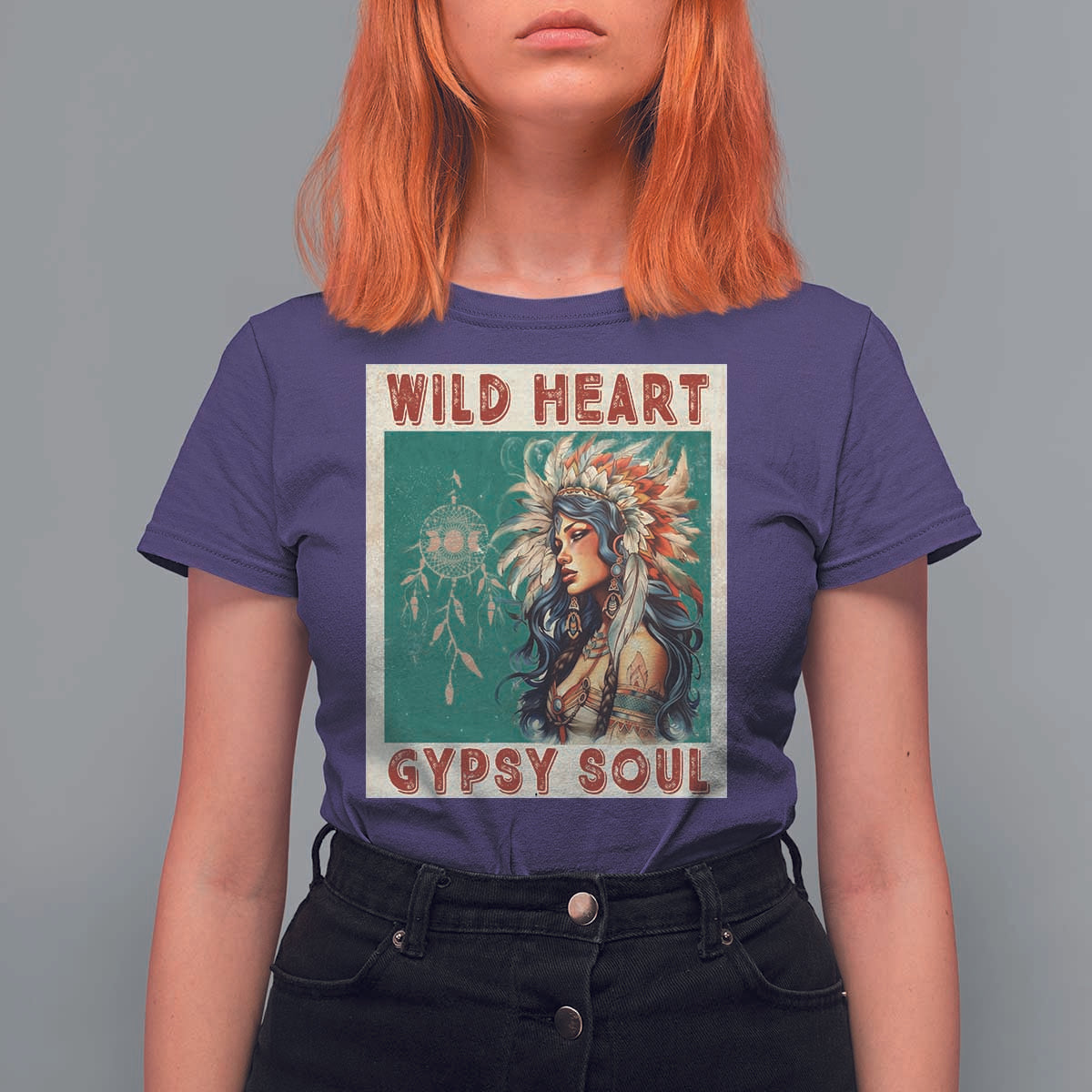 Native American T Shirt For Women Wild Heart Gypsy Soul Women - Wonder Print Shop