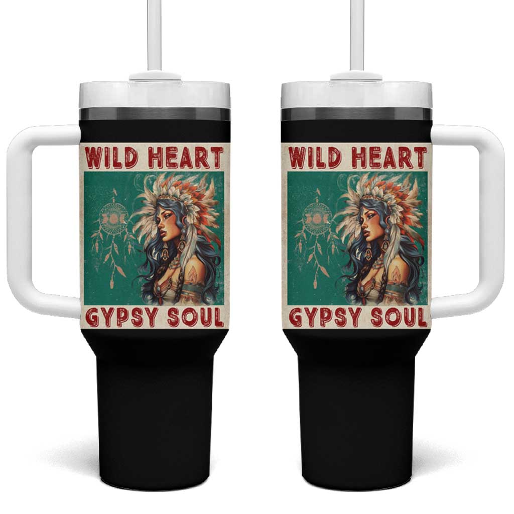 Native American Tumbler With Handle Wild Heart Gypsy Soul Women