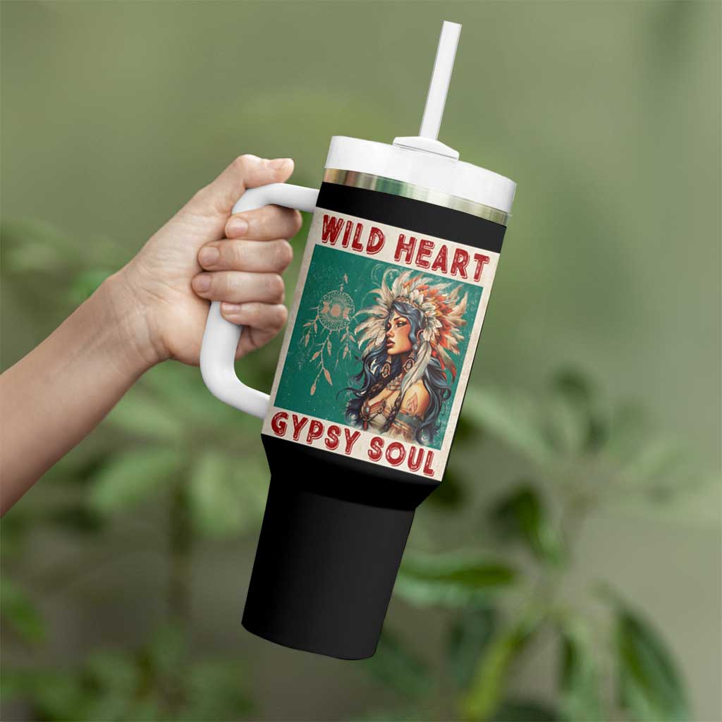 Native American Tumbler With Handle Wild Heart Gypsy Soul Women