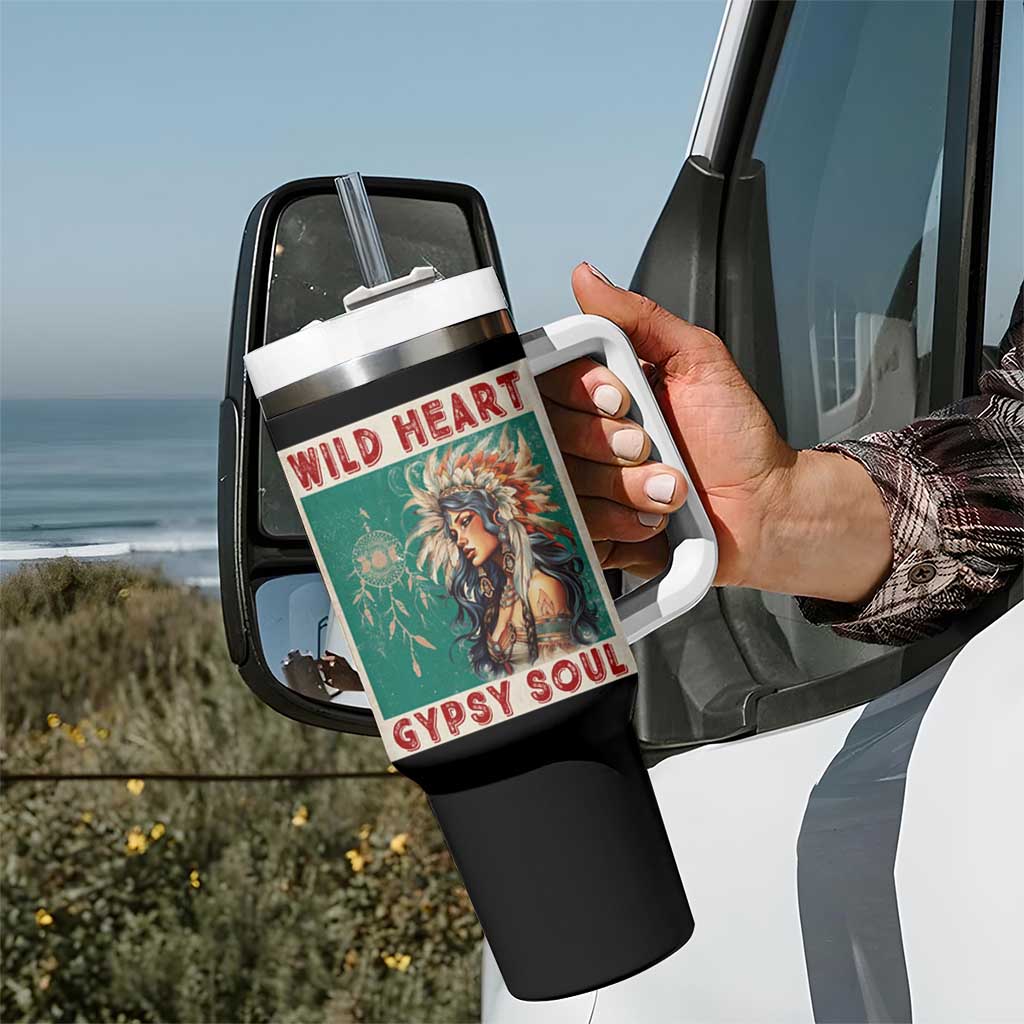 Native American Tumbler With Handle Wild Heart Gypsy Soul Women