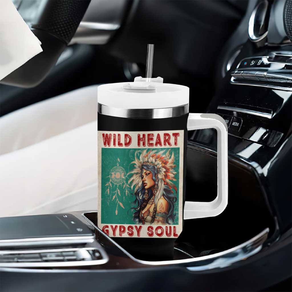 Native American Tumbler With Handle Wild Heart Gypsy Soul Women